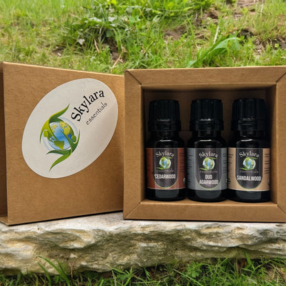 Woodsy Essential Oil Set 10ml - Cedarwood, Oud Agarwood, Sandalwood